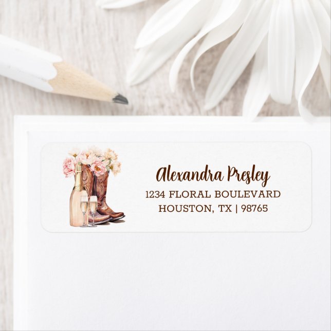 Western Cowgirl Boots Bubbly BRIDAL SHOWER Address (Insitu)
