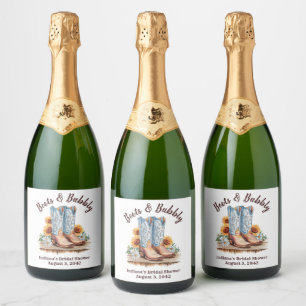 Western Cowgirl Boots & Bubbly Shower Sparkling Wine Label