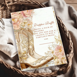 Western Cowgirl Boots Floral Diapper Raffle  Enclosure Card