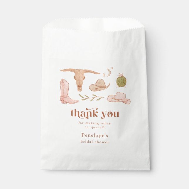 Western Cowgirl Bridal Shower  Favour Bag (Front)