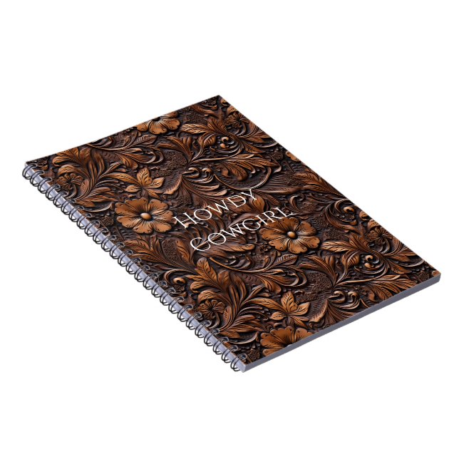 Western Cowgirl Brown Flowers Notebook (Right Side)