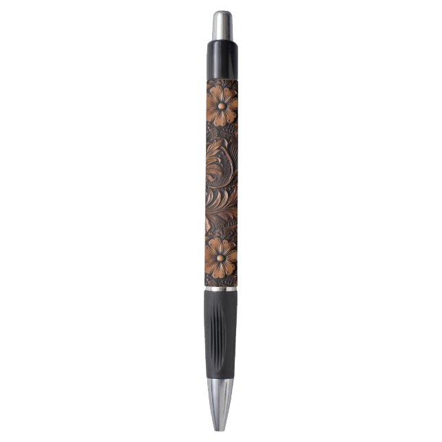 Western Cowgirl Brown Flowers Pen (Front Vertical)