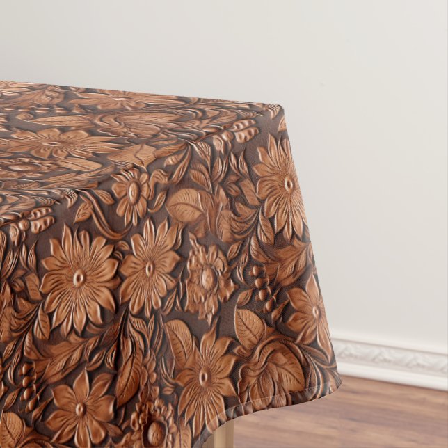 Western Cowgirl Brown Flowers Tablecloth (In Situ)