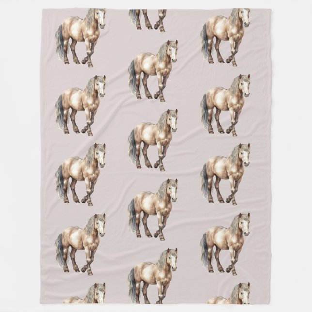 Western Cowgirl Cowboy Horses Fleece Blanket (Front)