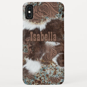Western Cowgirl Cowhide Brown Leather  Case-Mate iPhone Case