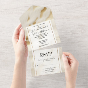 Western Cowgirl Cream Gold Cowhide All In One Invitation