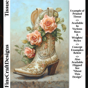 Western Cowgirl Fashion Boot Roses DF9L Decoupage Tissue Paper
