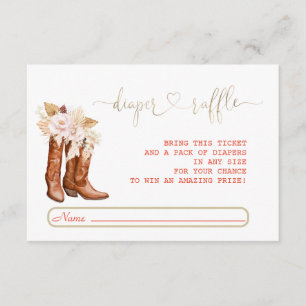 Western Cowgirl Floral Boots Diaper Raffle Enclosure Card
