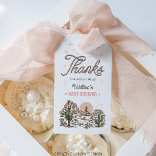 Western Cowgirl Girl Baby Shower Favour Gift Tags