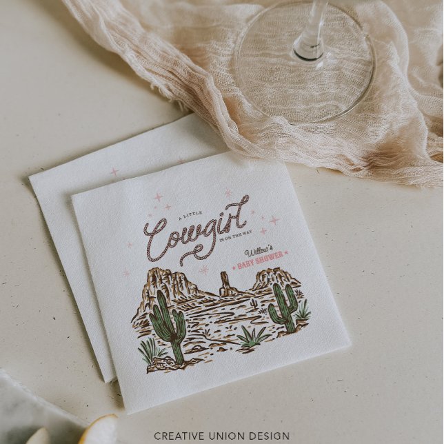 Western Cowgirl Girl Baby Shower Napkin (Creator Uploaded)