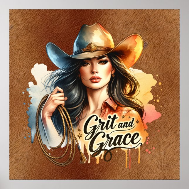 Western cowgirl grit grace  poster (Front)
