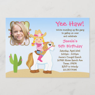 Western Cowgirl Horse Birthday Party Invitation
