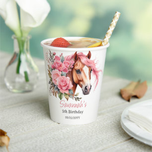 Western Cowgirl Horse Birthday Party Paper Cups