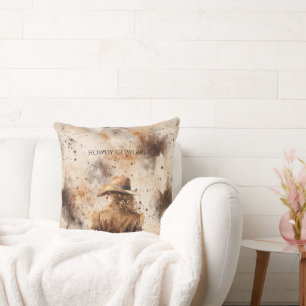 Western Cowgirl Horse Floral Throw Pillow