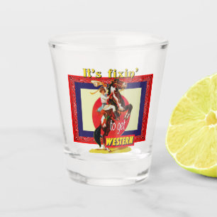Western Cowgirl On Rearing Horse Get Western Shot Glass