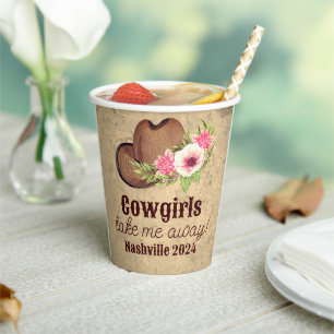 Western Cowgirl Party Destination Nashville Theme Paper Cups