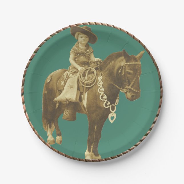 Western Cowgirl Party Paper Plates (Front)
