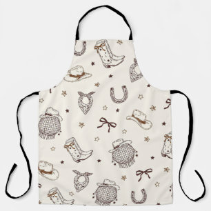 Western Cowgirl Pattern Cowboy Boots Hats Horses Apron