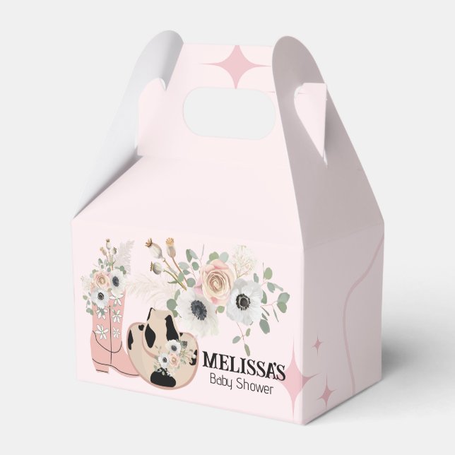Western Cowgirl Pink Boots Hats Custom Favor Box (Front Side)