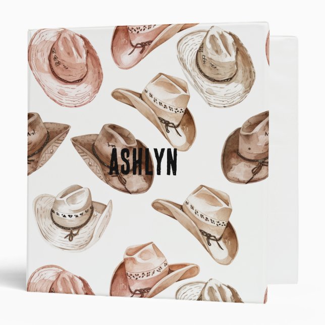 Western Cowgirl Pink Brown Hats  Binder (Front/Inside)