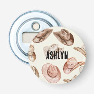 Western Cowgirl Pink Brown Hats Bottle Opener