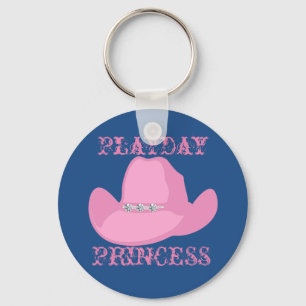 Western Cowgirl Playday Princess Pink Hat Keychain