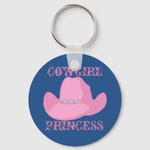 Western Cowgirl Princess Pink Hat Keychain