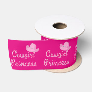 Western Cowgirl Princess with Pink Hat Satin Ribbon