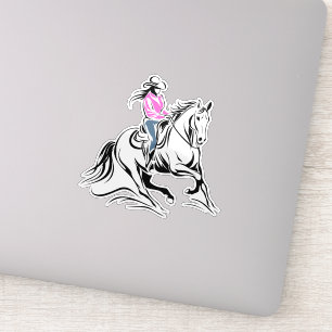 Western Cowgirl Riding Horse Illustration
