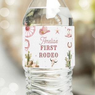 Western Cowgirl Rodeo Birthday Water Bottle Label