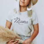 Western Cowgirl Rodeo Personalized Mama T-Shirt<br><div class="desc">Looking for the perfect gift for the best Mama of a little cowgirl? This western mama shirt is the perfect gift for all country lovin' moms! The unique rope font that says "Mama" is surrounded by sparkling pink stars. Easy to personalize the year. This is a great gift for new...</div>