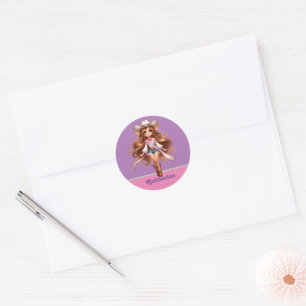 Western Cowgirl Rodeo Princess 1 Personalized Classic Round Sticker