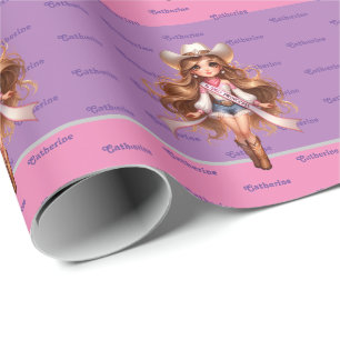 Western Cowgirl Rodeo Princess 1 Personalized Wrapping Paper