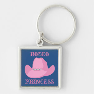 Western Cowgirl Rodeo Princess With Hat Keychain