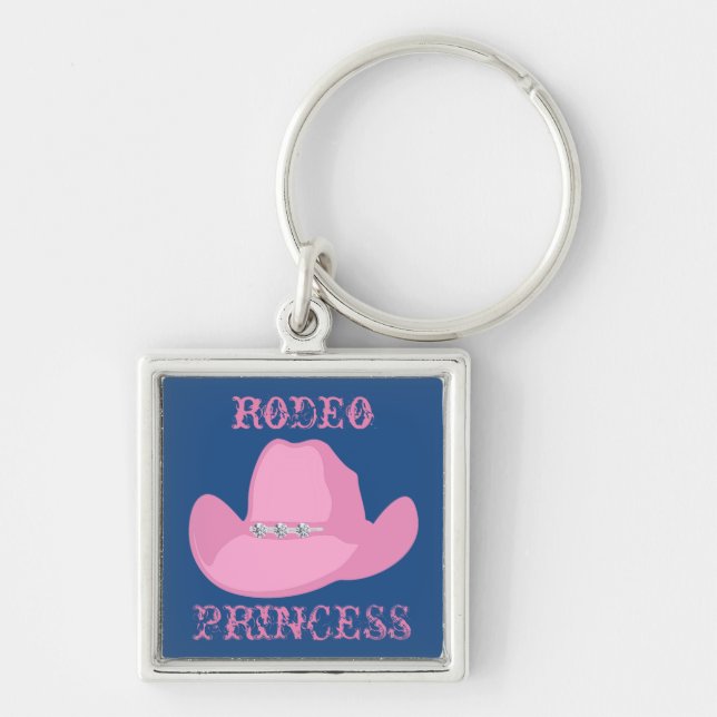 Western Cowgirl Rodeo Princess With Hat Keychain (Front)