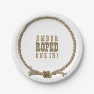 Western cowgirl rope bridal shower design paper plate