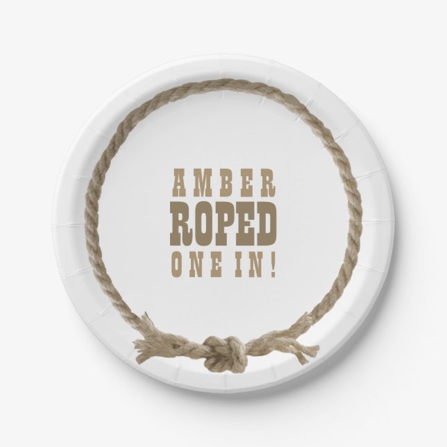 Western cowgirl rope bridal shower design paper plate (Front)