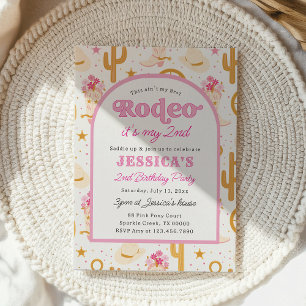 Western Cowgirl Second Rodeo Party 2nd Birthday Invitation