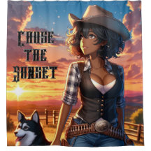 Western Cowgirl Shower Curtain - Chase The Sunset