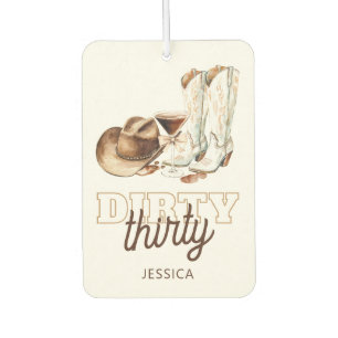 Western Cowgirl White Dirty Thirty 30th Birthday Air Freshener