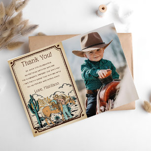 Western Cowgrirl Birthday Party Thank You Card 