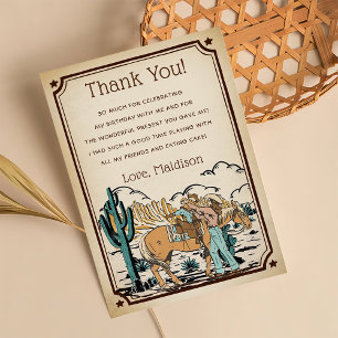 Western Cowgrirl Carte de remerciements d'annivers