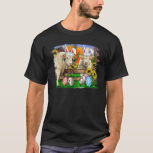Western Cowhide Happy Easter Farm Cows Bunny Ears T-Shirt