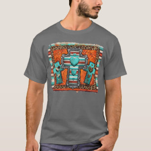 Western Cowhide Leopard Cross Serape Christian Jes T-Shirt