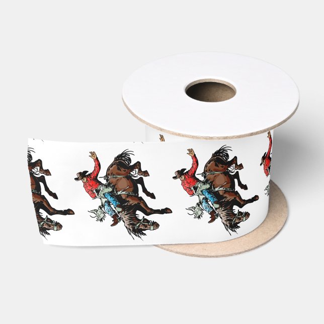 Western Craft Floral Gift Ribbon Bronc Rider Satin Ribbon (Spool)