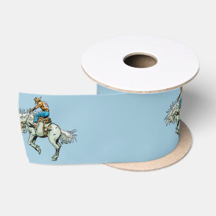 Western Craft Or Gift Wrap Ribbon Bronc Rider Satin Ribbon