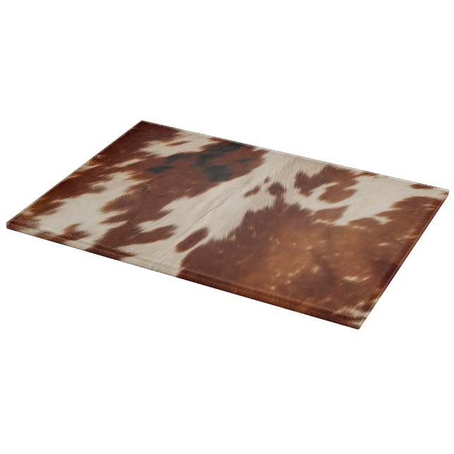 Western Cream Brown Black Cowhide Cutting Board (Corner)