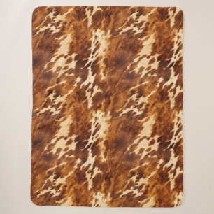 Western Cream Brown Cowhide Sherpa Blanket