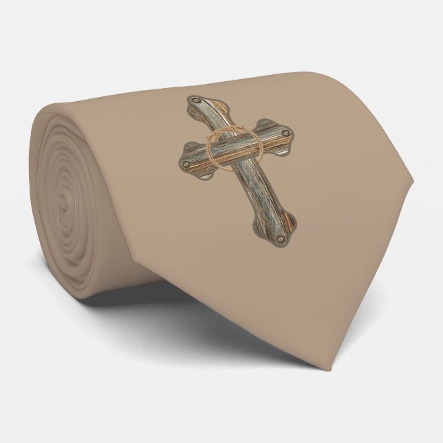 Western Cross With Rope And Conchoe Print Necktie (Rolled)