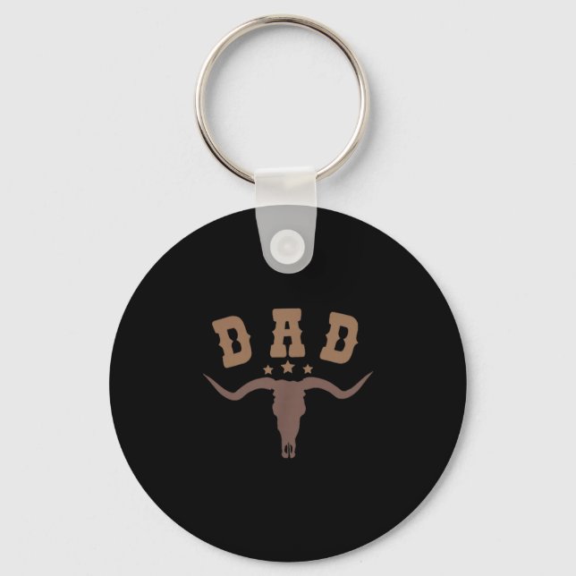 Western Dad First Second Birthday Cowboy Family Ma Keychain (Front)